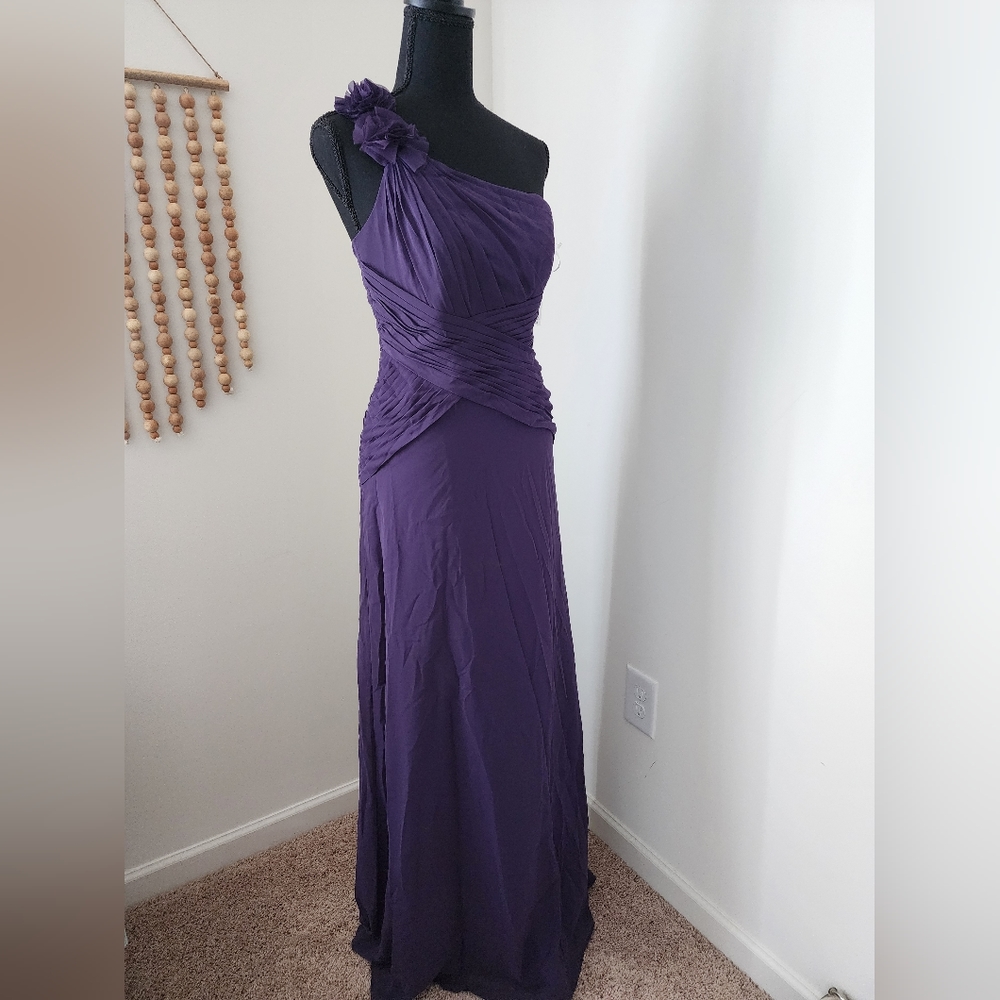 Davids Bridal Chiffon Rushed 1-Shoulder Dress Size 2 NWT Mother Bridesmaid Event